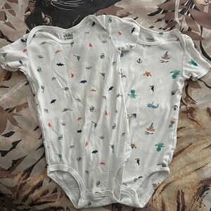 Child of Mine & Carter’ Whi Onesie with Colorful Animal and Nautical Prints